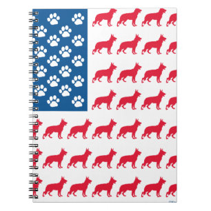 Patriotic German Shepherds Spiral Notebook