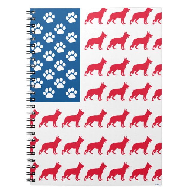 Patriotic German Shepherds Spiral Notebook (Front)