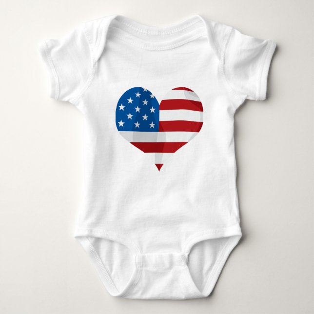 Patriotic Gift Hearts Baby Bodysuit (Front)