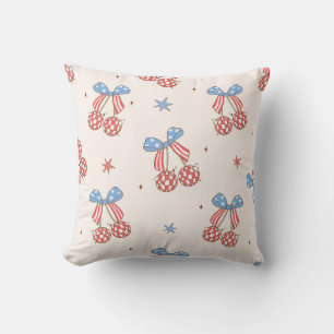 Patriotic Gingham Cherries Cushion