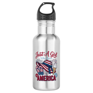Patriotic Girl America Summer Vintage T-Shirt Desi 532 Ml Water Bottle