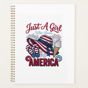 Patriotic Girl America Summer Vintage T-Shirt Desi Planner