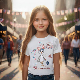 Patriotic Girl's US 250th Celebration Silly Goose T-Shirt