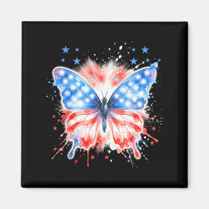 Patriotic Girls Women Aamerican Flag Butterfly Magnet