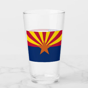 Patriotic glass cup with flag of Arizona, USA