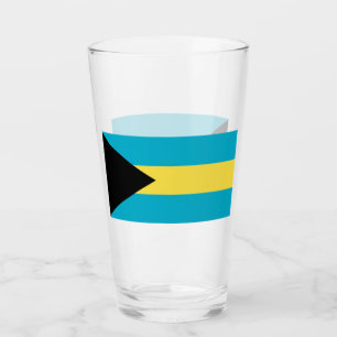 Patriotic glass cup with flag of Bahamas