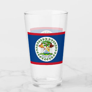 Patriotic glass cup with flag of Belise