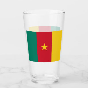 Patriotic glass cup with flag of Cameroon
