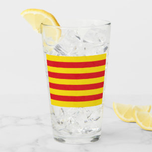 Patriotic glass cup with flag of Catalonia, Spain