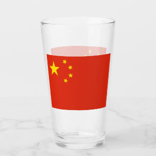 Patriotic glass cup with flag of China
