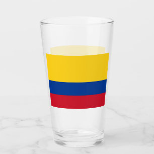 Patriotic glass cup with flag of Colombia