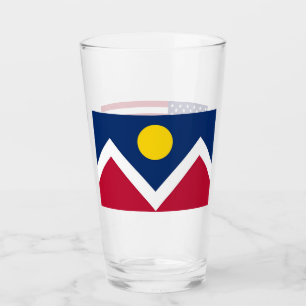 Patriotic glass cup with flag of Denver, USA