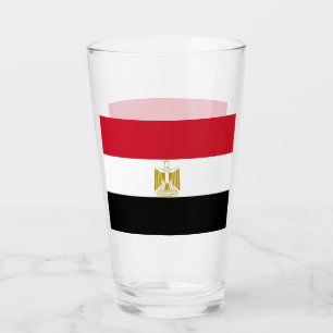 Patriotic glass cup with flag of Egypt