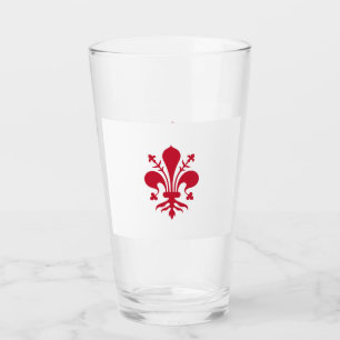 Patriotic glass cup with flag of Florence, Tuscany