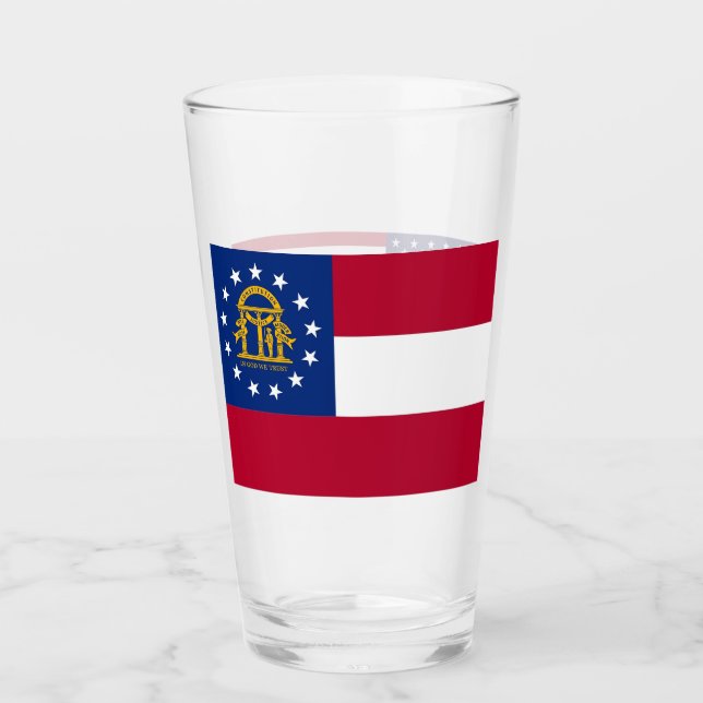 Patriotic glass cup with flag of Georgia (Front)