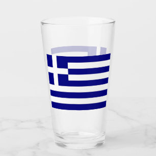 Patriotic glass cup with flag of Greece