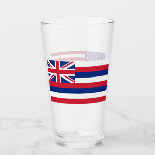 Patriotic glass cup with flag of Hawaii
