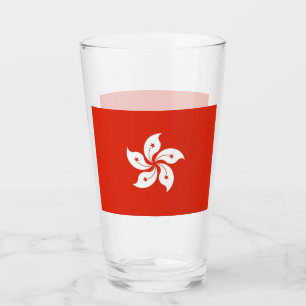 Patriotic glass cup with flag of Hong Kong