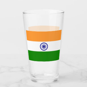 Patriotic glass cup with flag of India