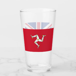 Patriotic glass cup with flag of Isle of Man