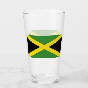 Patriotic glass cup with flag of Jamaica