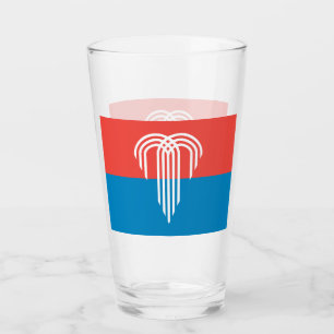 Patriotic glass cup with flag of Kansas City, USA