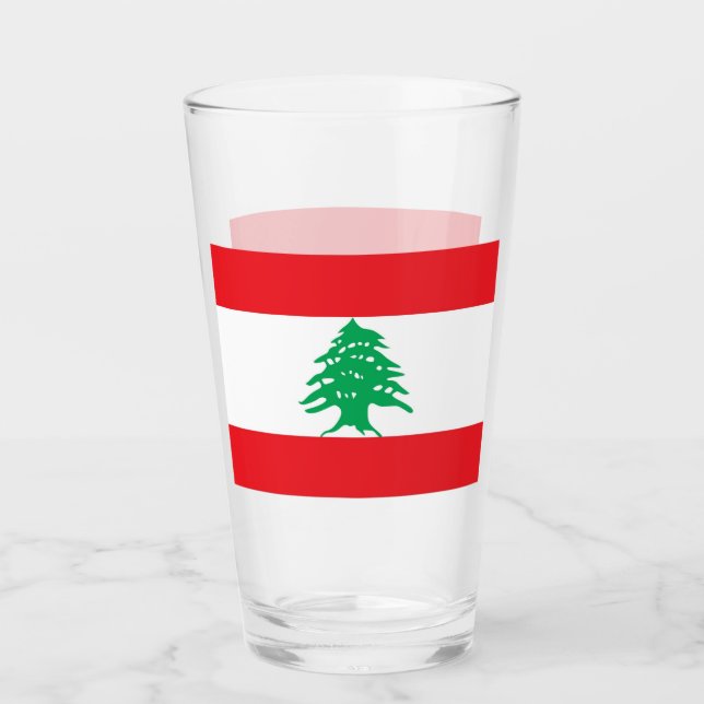 Patriotic glass cup with flag of Lebanon (Front)