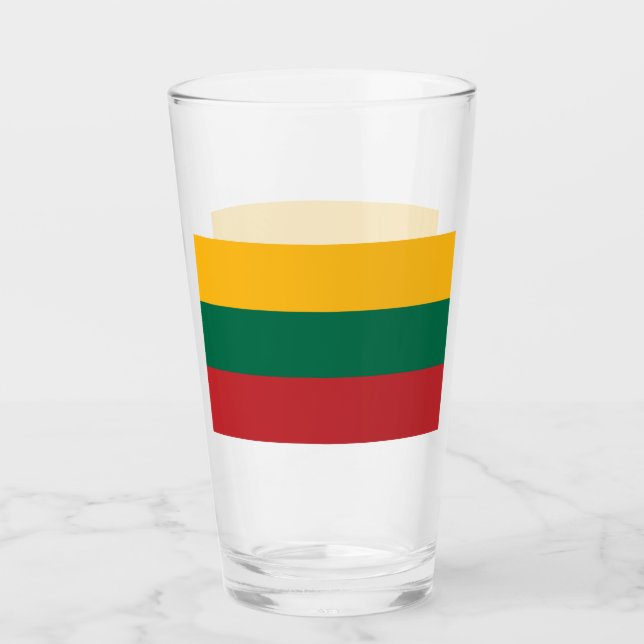 Patriotic glass cup with flag of Lithuania (Front)