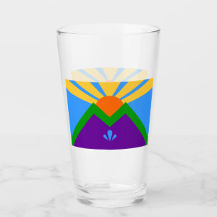 Patriotic glass cup with flag of Manitou Springs