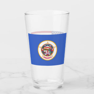 Patriotic glass cup with flag of Minnesota
