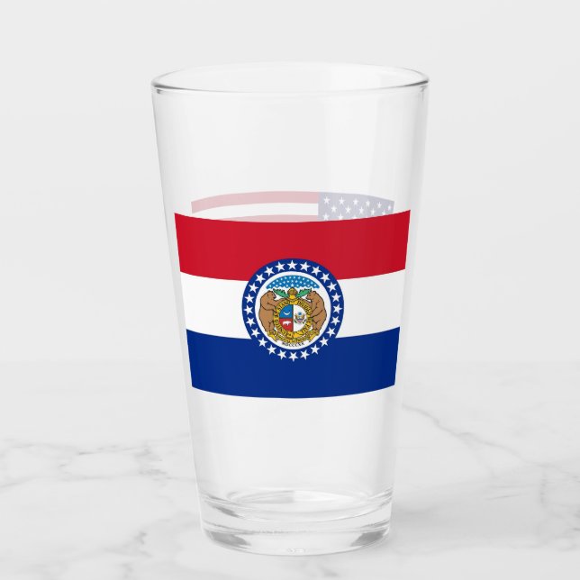 Patriotic glass cup with flag of Missouri (Front)
