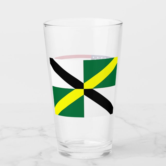 Patriotic glass cup with flag of Monterey (Front)
