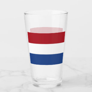 Patriotic glass cup with flag of Netherlands