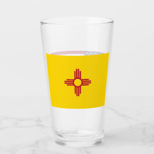 Patriotic glass cup with flag of New Mexico