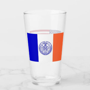 Patriotic glass cup with flag of New York City