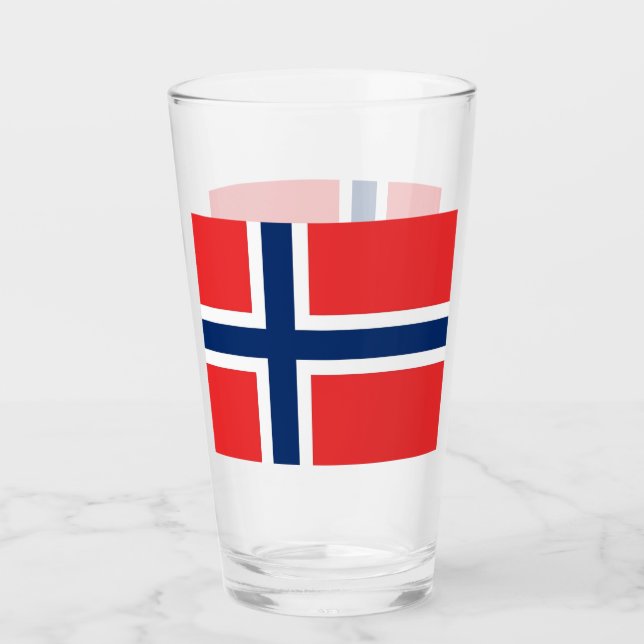 Patriotic glass cup with flag of Norway (Front)