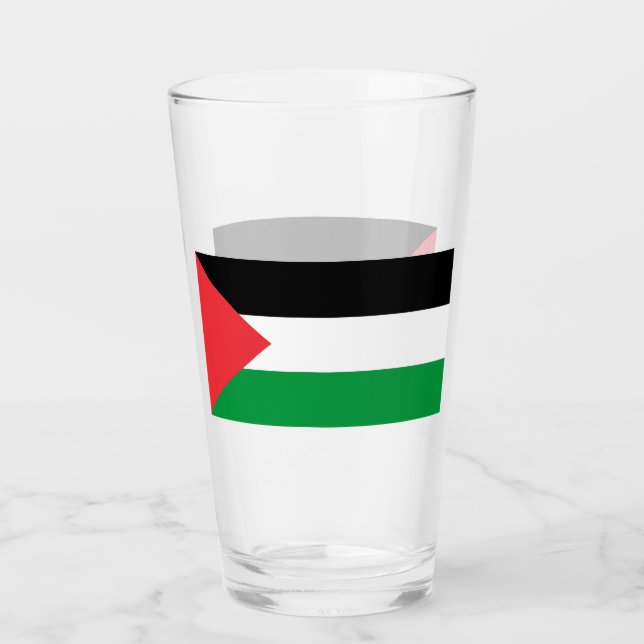 Patriotic glass cup with flag of Palestine (Front)