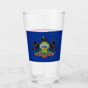 Patriotic glass cup with flag of Pennsylvania