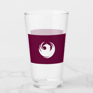 Patriotic glass cup with flag of Phoenix City