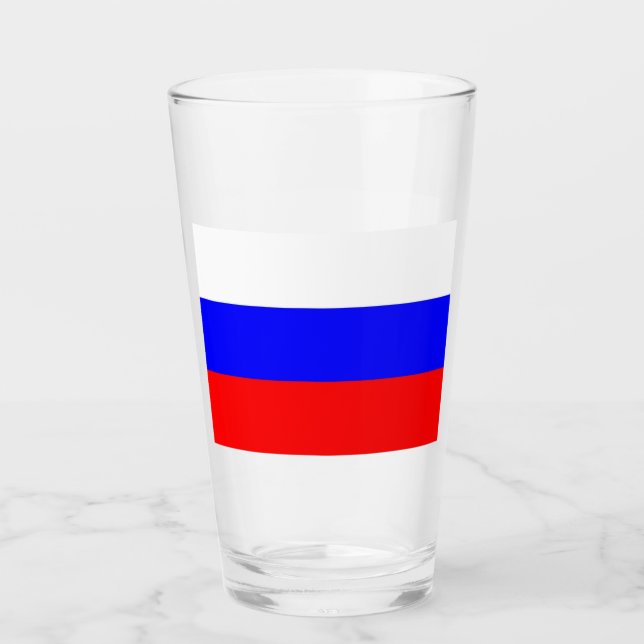 Patriotic glass cup with flag of Russia (Front)