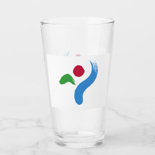 Patriotic glass cup with flag of Seoul