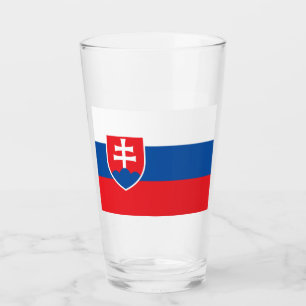 Patriotic glass cup with flag of Slovakia
