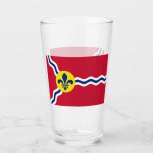 Patriotic glass cup with flag of St. Louis, USA