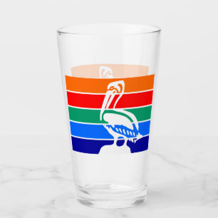 Patriotic glass cup with flag of St. Petersburg
