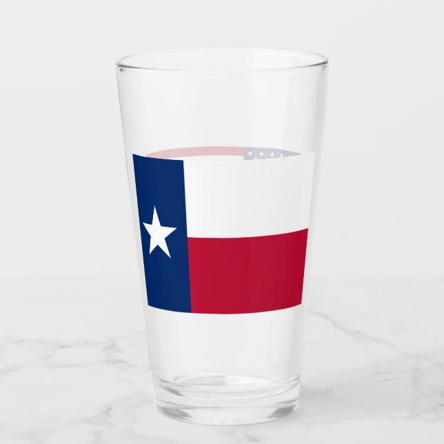 Patriotic glass cup with flag of Texas (Front)