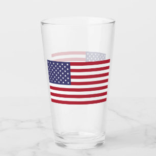 Patriotic glass cup with flag of USA