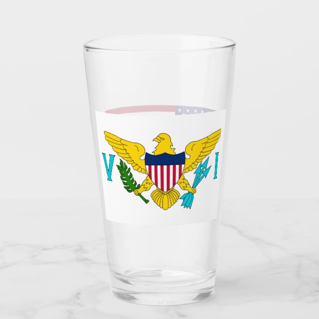 Patriotic glass cup with flag of Virgin Islands (Front)