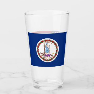 Patriotic glass cup with flag of Virginia