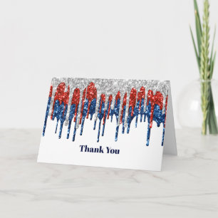Patriotic Glitter Drips Thank You Card