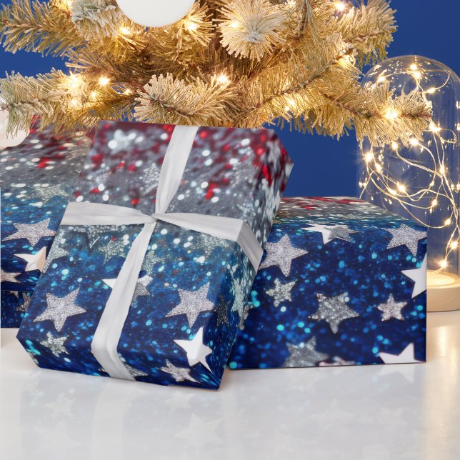 Patriotic Glitter Wrapping Paper (Holidays)
